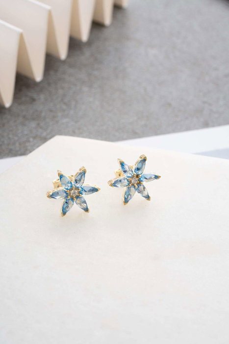 Heliophilia Silver Pendientes de Plata de Ley con Recubrimiento de Oro